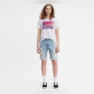 Levi Strauss & Co 511 Boys/Young Men Blue Jean Distressed Ripped Shorts W32